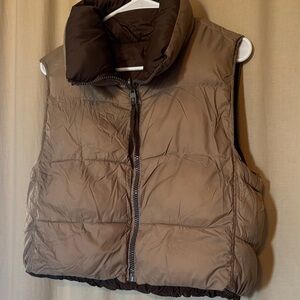Warm Brown Quilted Reversible Vest